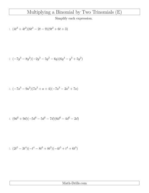 Multiplying a Binomial by Two Trinomials (E)