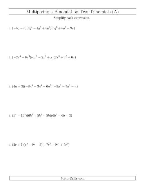 Multiplying a Binomial by Two Trinomials (All)