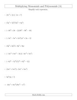 Multiplying Monomials and Polynomials with Two Factors Mixed Questions