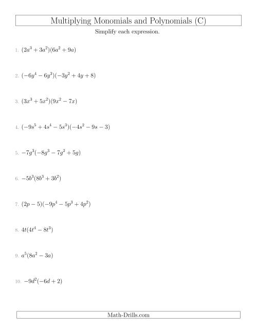 multiplying-monomials-and-polynomials-with-two-factors-mixed-questions-c