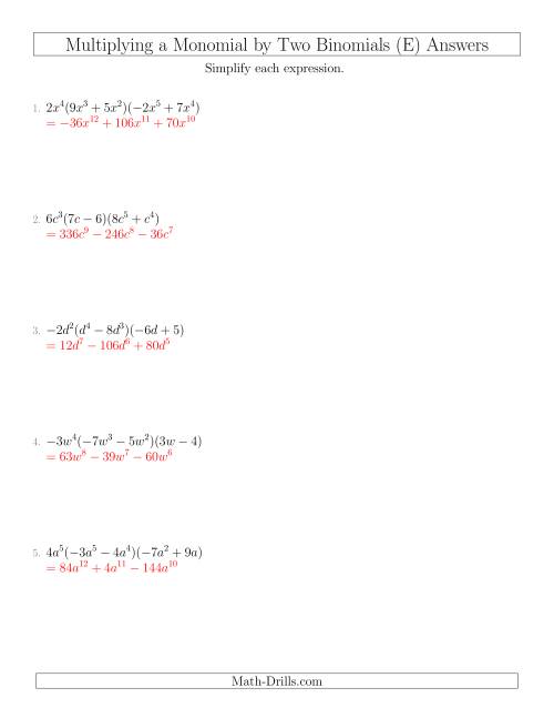 Multiplying a Monomial by Two Binomials (E)