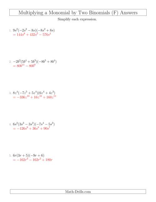 Multiplying a Monomial by Two Binomials (F)