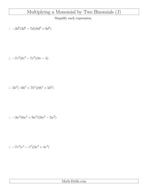 Multiplying A Monomial By Two Binomials J 