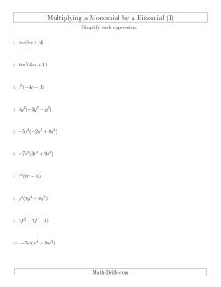 Multiplying a Monomial by a Binomial (I)