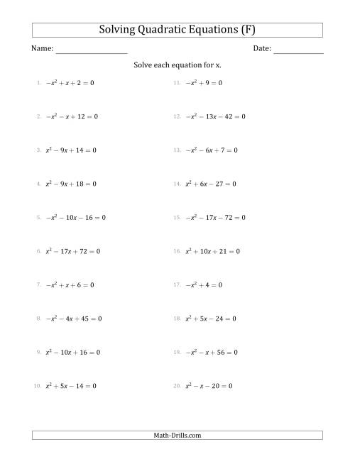 Solving Quadratic Equations with Positive or Negative 'a' Coefficients