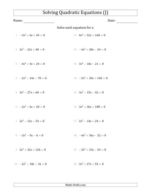 Solving Quadratic Equations with Positive or Negative 'a' Coefficients