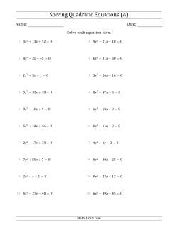 Solving Quadratic Equations with Positive 'a' Coefficients up to 9