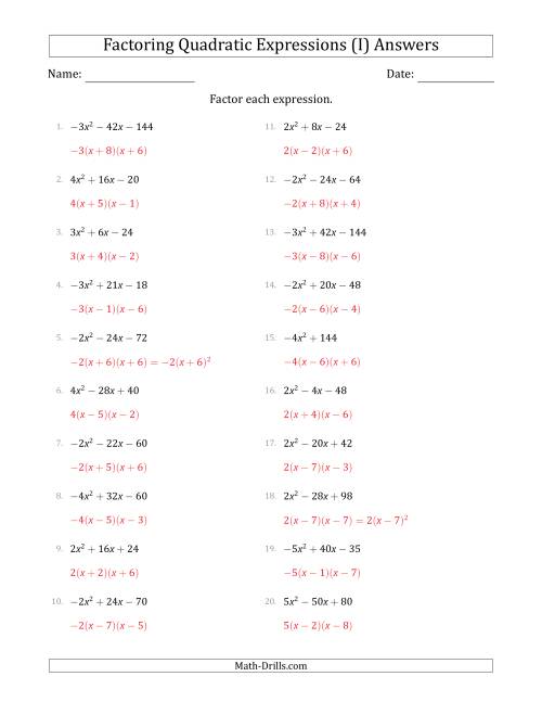 Factoring Quadratic Expressions with Positive or Negative 'a