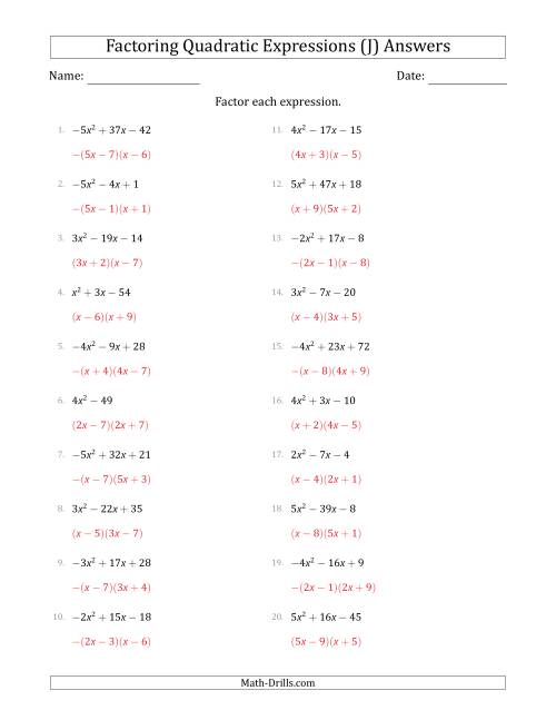 Factoring Quadratic Expressions with Positive or Negative 'a ...