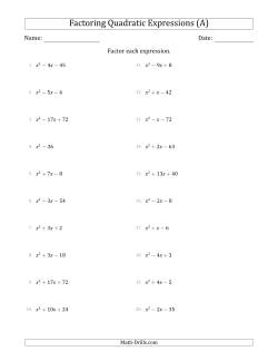 Factoring Quadratic Expressions with Positive 'a' Coefficients of 1
