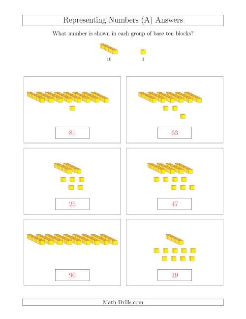 Representing Numbers to 99 with Base Ten Blocks (A)