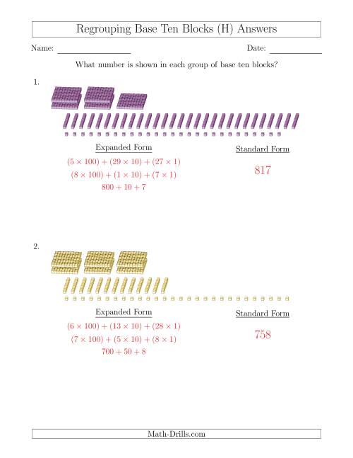 Representing Numbers with Base Ten Blocks that Require ...