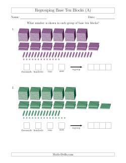 Base Ten Blocks Worksheets