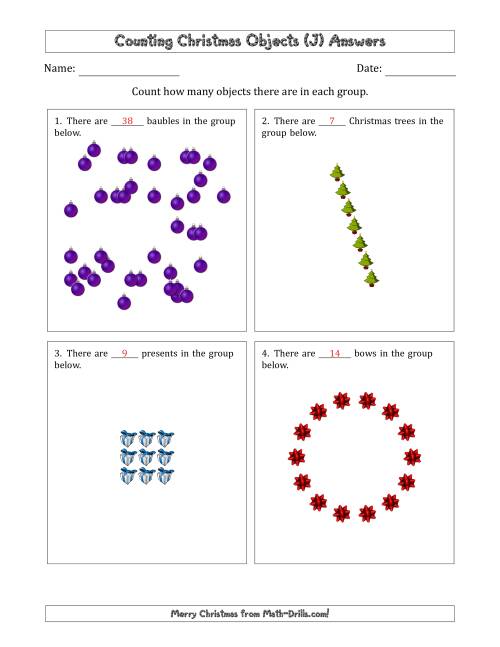 The Counting Christmas Objects in Various Arrangements (Harder Version) (J) Math Worksheet Page 2