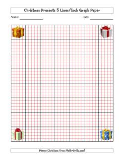 Christmas Presents Five Lines per Inch Graph Paper