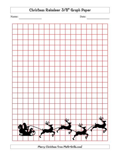 The Christmas Reindeer 3/8 Inch Graph Paper Math Worksheet