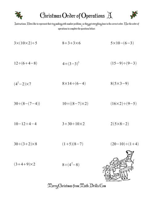 The Order of Operations Three Steps (A) Math Worksheet
