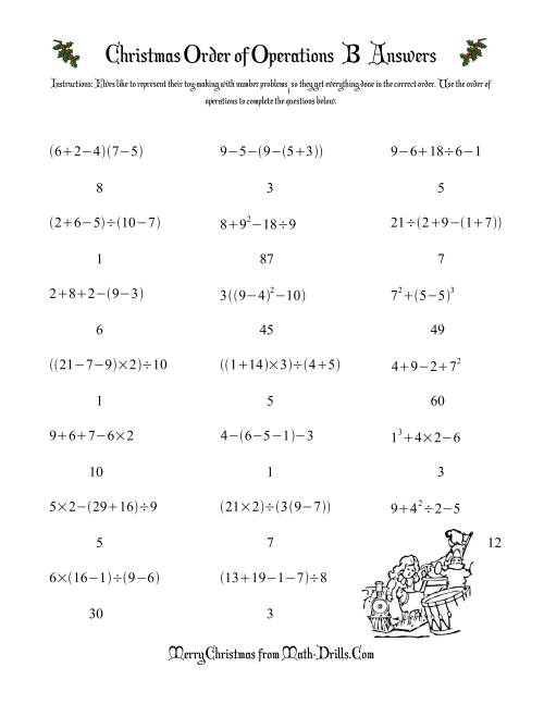 The Order of Operations Four Steps (B) Math Worksheet Page 2