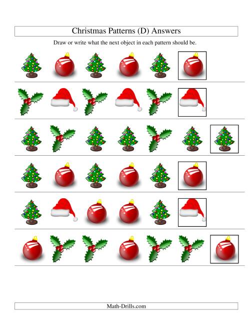 One-Attribute (Shape) Christmas Picture Patterns Set 1 (D)