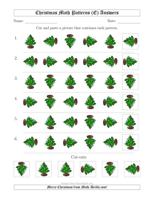 The Christmas Picture Patterns with Rotation Attribute Only (E) Math Worksheet Page 2