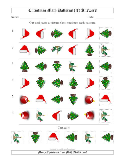 The Christmas Picture Patterns with Shape and Rotation Attributes (F) Math Worksheet Page 2