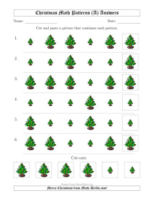 The Christmas Picture Patterns with Size Attribute Only (A) Math Worksheet Page 2