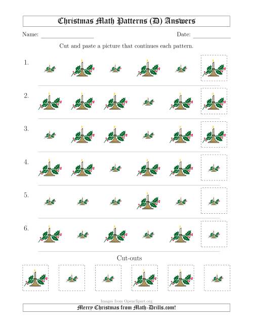 The Christmas Picture Patterns with Size Attribute Only (D) Math Worksheet Page 2