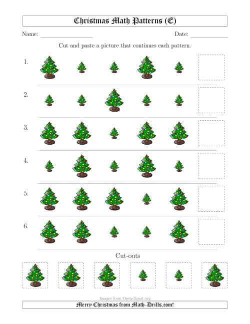 The Christmas Picture Patterns with Size Attribute Only (E) Math Worksheet