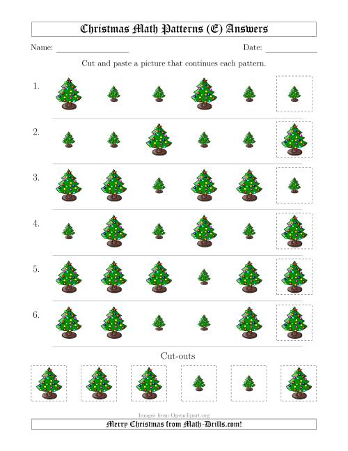 The Christmas Picture Patterns with Size Attribute Only (E) Math Worksheet Page 2