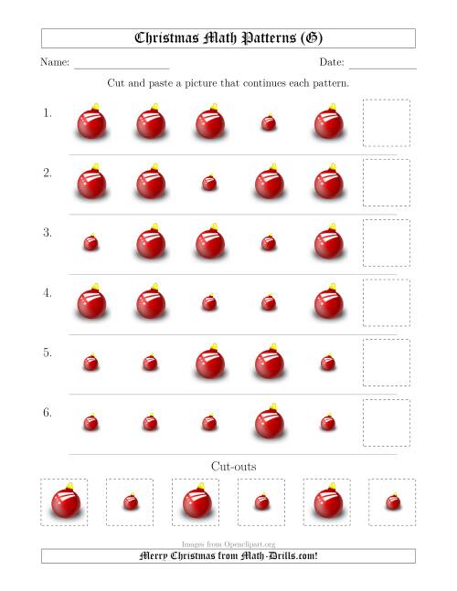 The Christmas Picture Patterns with Size Attribute Only (G) Math Worksheet