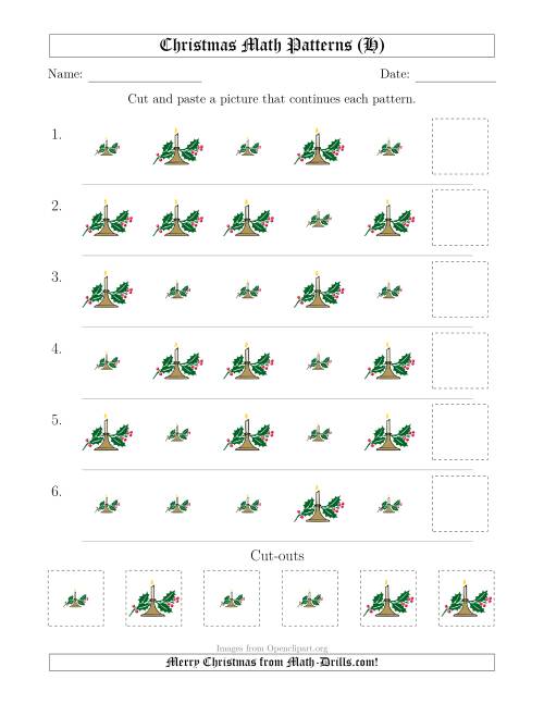 The Christmas Picture Patterns with Size Attribute Only (H) Math Worksheet