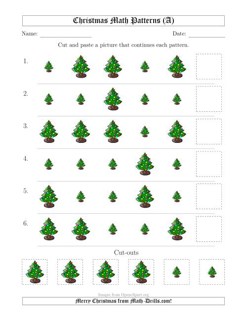 The Christmas Picture Patterns with Size Attribute Only (All) Math Worksheet