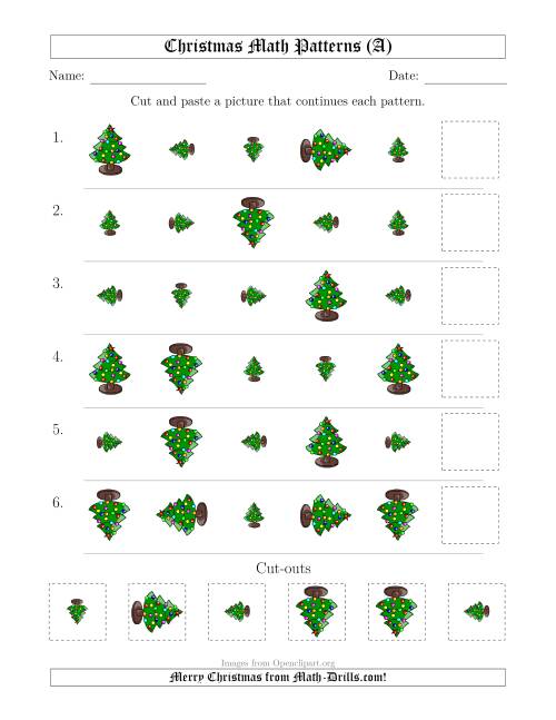 The Christmas Picture Patterns with Size and Rotation Attributes (A) Math Worksheet
