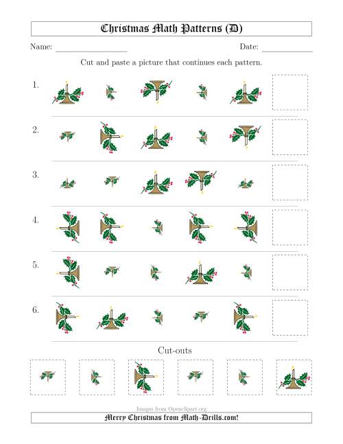 The Christmas Picture Patterns with Size and Rotation Attributes (D) Math Worksheet