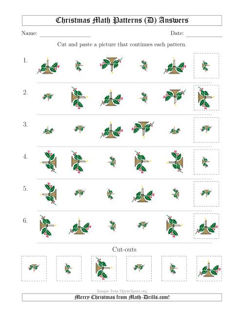 The Christmas Picture Patterns with Size and Rotation Attributes (D) Math Worksheet Page 2