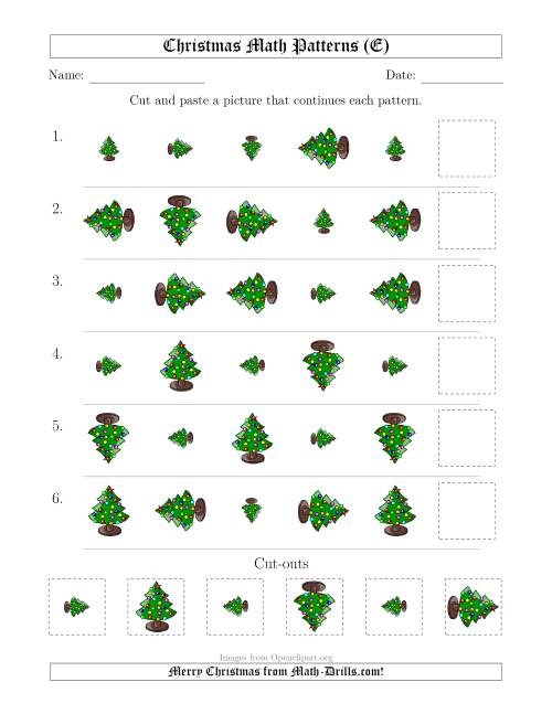 The Christmas Picture Patterns with Size and Rotation Attributes (E) Math Worksheet