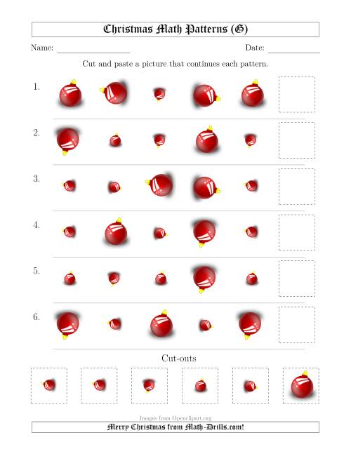 The Christmas Picture Patterns with Size and Rotation Attributes (G) Math Worksheet