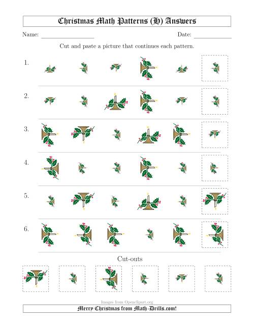 The Christmas Picture Patterns with Size and Rotation Attributes (H) Math Worksheet Page 2