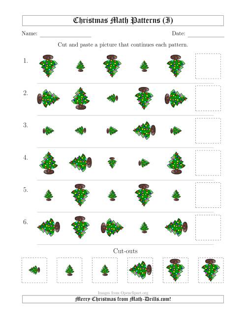 The Christmas Picture Patterns with Size and Rotation Attributes (I) Math Worksheet