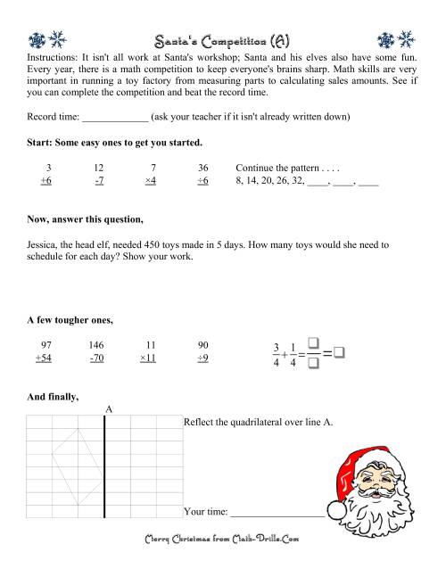 The Santa's Competition Level 1 (A) Math Worksheet