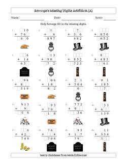 Ebenezer Scrooge's Missing Digits Addition (Easier Version)