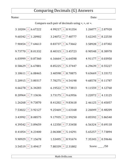 comparing decimals up to hundred thousandths both numbers random g