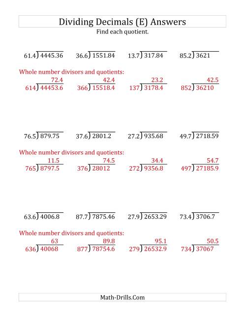 The Dividing Decimals by 3-Digit Tenths (E) Math Worksheet Page 2