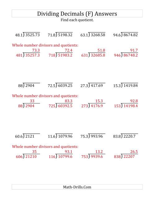 The Dividing Decimals by 3-Digit Tenths (F) Math Worksheet Page 2
