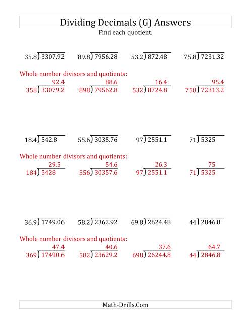 The Dividing Decimals by 3-Digit Tenths (G) Math Worksheet Page 2