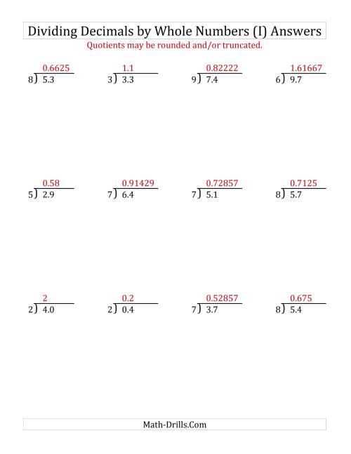 The Dividing Tenths by a Whole Number (I) Math Worksheet Page 2