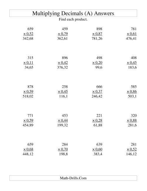 multiplying three digit whole numbers by two digit hundredths a