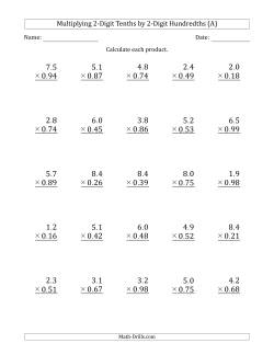 Multiplying 2-Digit Tenths by 2-Digit Hundredths