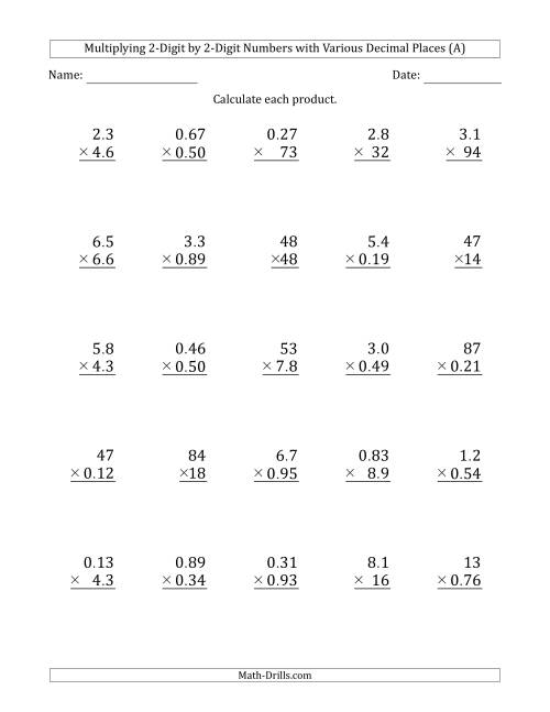 Grade 6 Multiplication Of Decimals Worksheets Free Printable K5 