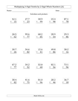 Multiplying 3-Digit Tenths by 2-Digit Whole Numbers